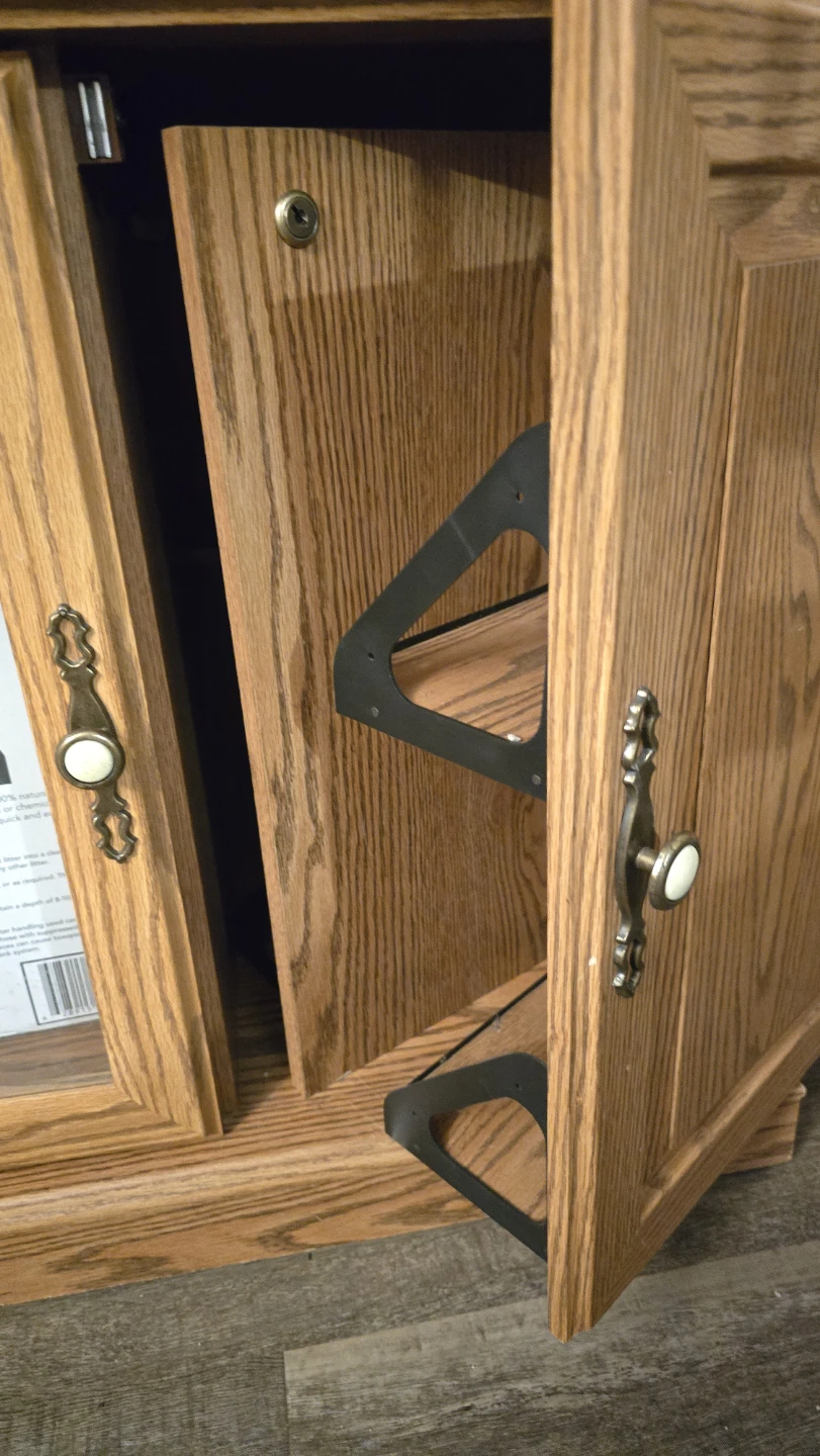 Wooden TV Stand with Glass Doors - photo 2