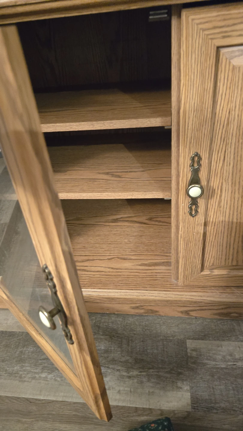 Wooden TV Stand with Glass Doors - photo 3