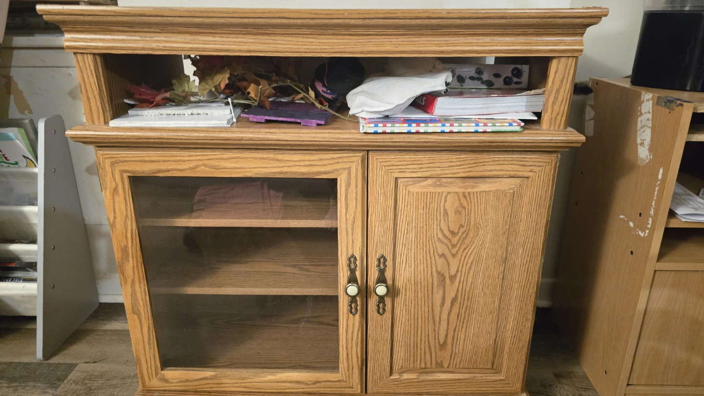 Wooden TV Stand with Glass Doors - photo 4