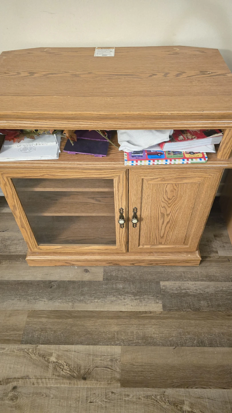 Wooden TV Stand with Glass Doors - photo 5