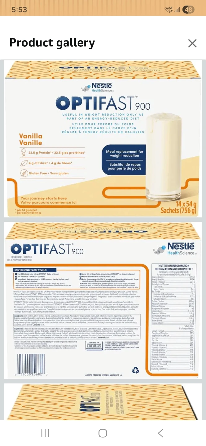 Nestlé Optifast 900 Vanilla 14 Sachets FOUR BOXES