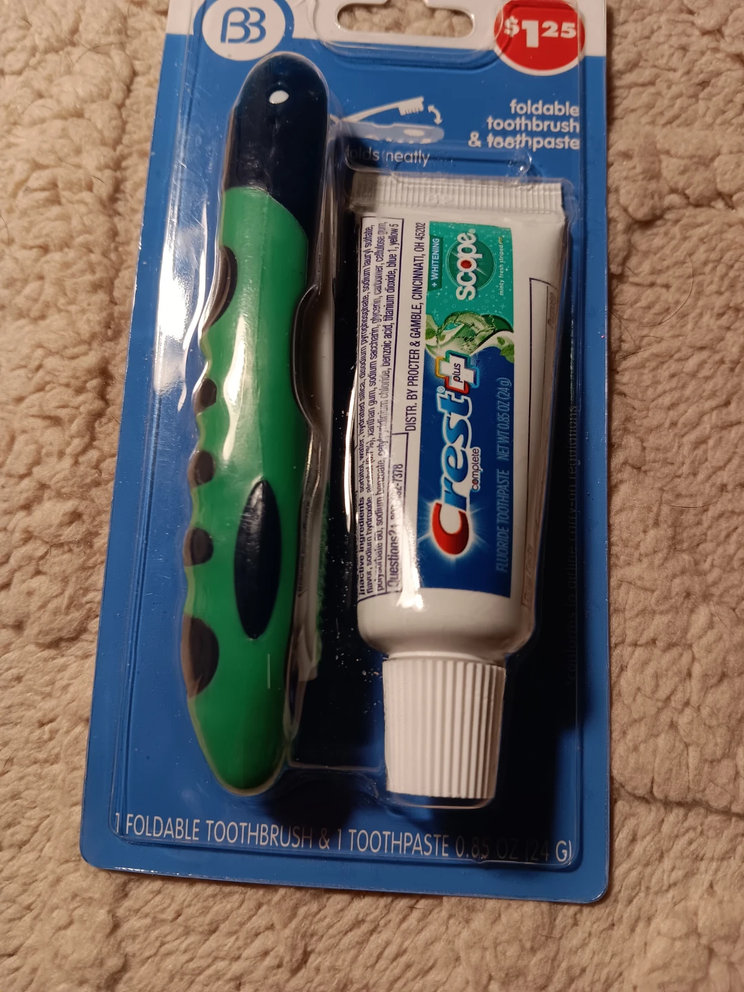 Foldable Toothbrush & Crest Toothpaste Travel Set - photo 2