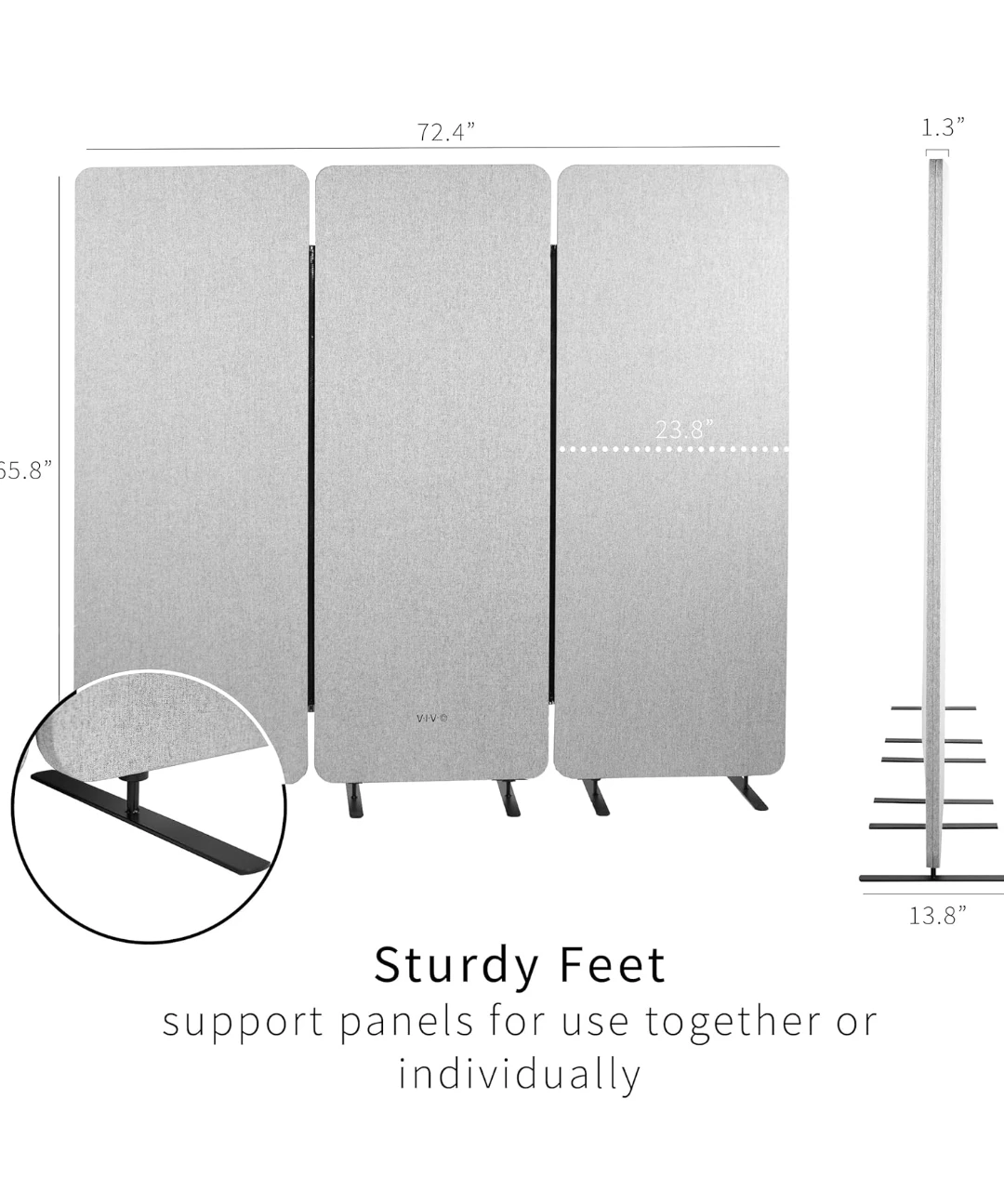 VIVO FREESTANDING 72"X66" PRIVACY PANEL SET GRAY; W/ZIPPER - photo 2