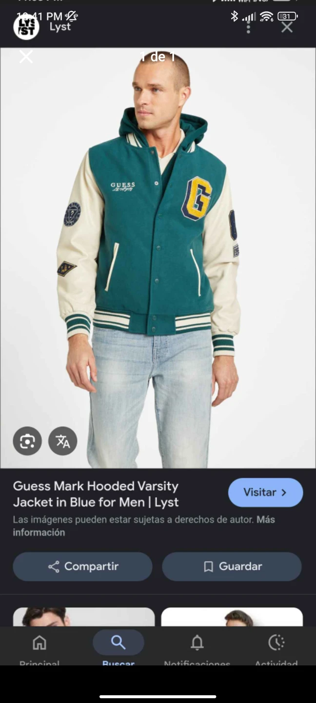 Guess Mark Hooded Varsity Jacket - Blue