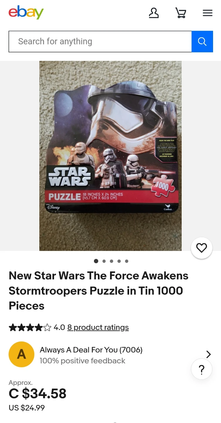 Star Wars 1000 Piece Puzzle 18" x 24" $3 - photo 4