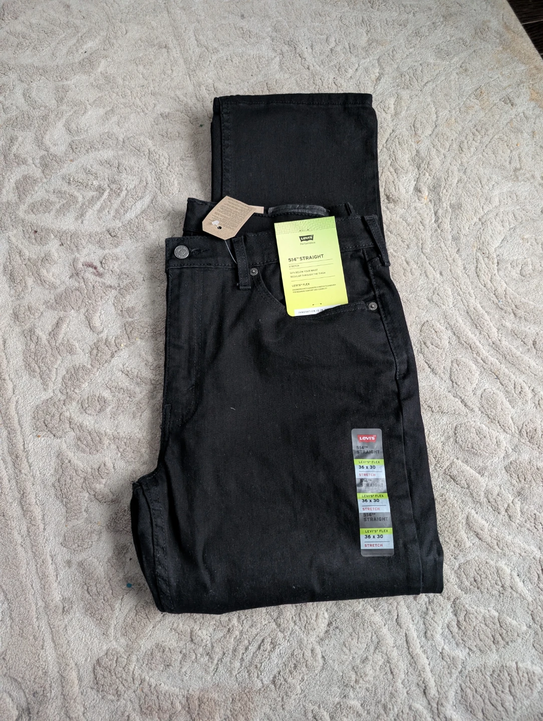 New Levi's 514 Straight Fit Jeans 36x30 Black - photo 2