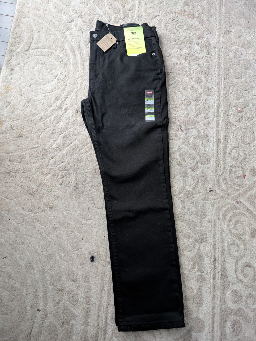 New Levi's 514 Straight Fit Jeans 36x30 Black - photo 3