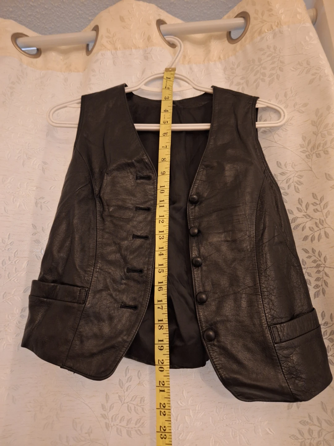 Leather Vest, Black, Size M