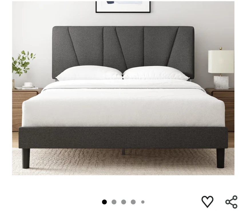 Gray double Bed Frame and mattress - photo 5