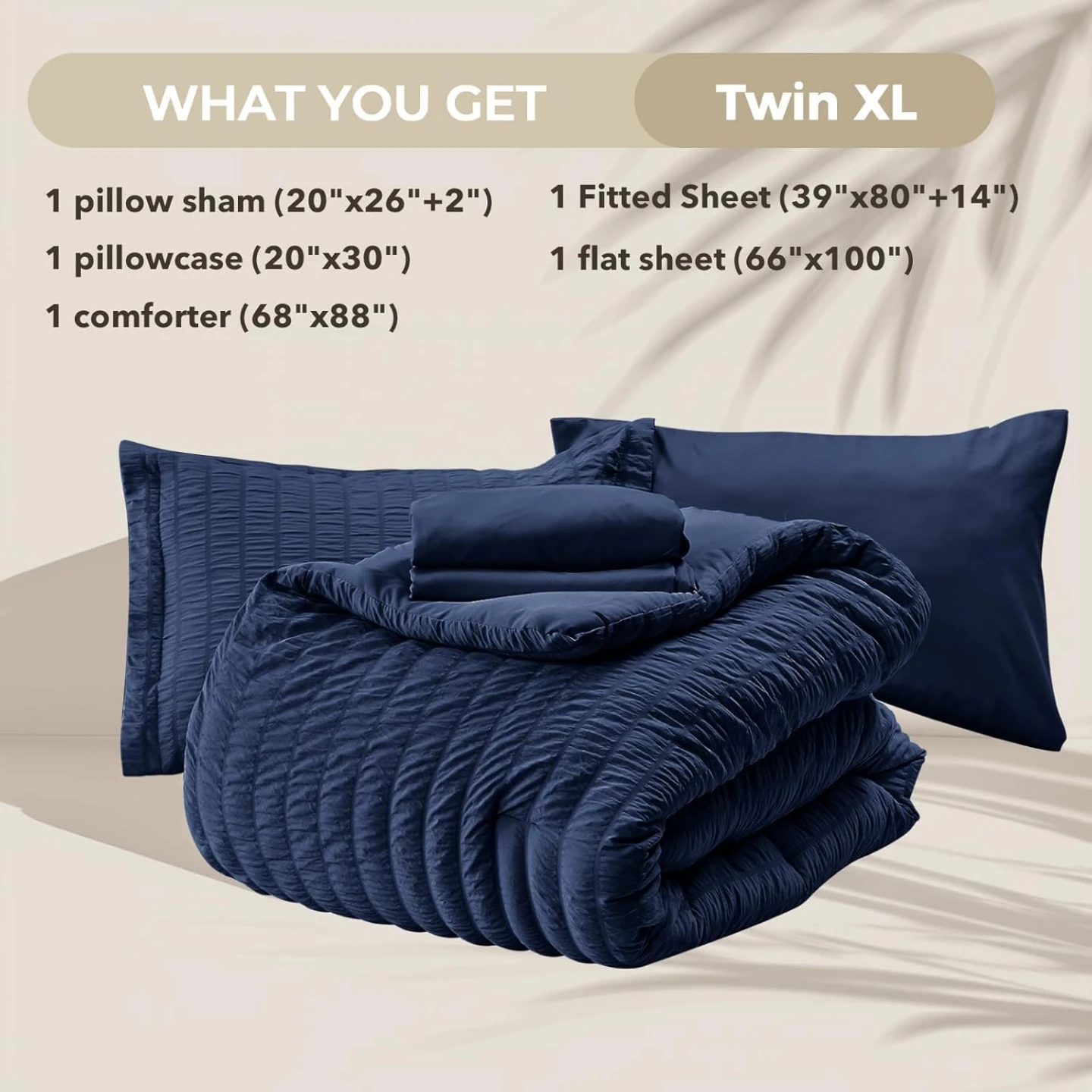 New Luxury Twin Size Comforter Set - 7 Pieces (Brand New), Navy - photo 5