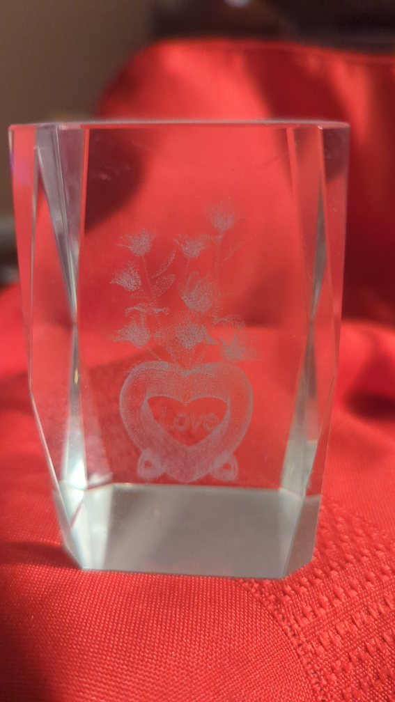 Itched Crystal 'Love' Decorative Piece