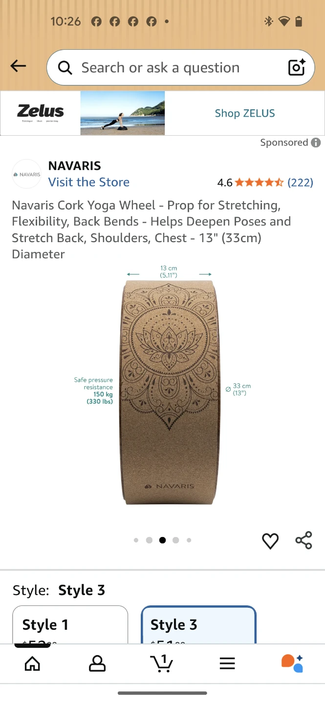 Navaris Cork Yoga Wheel - 13" Diameter - photo 5
