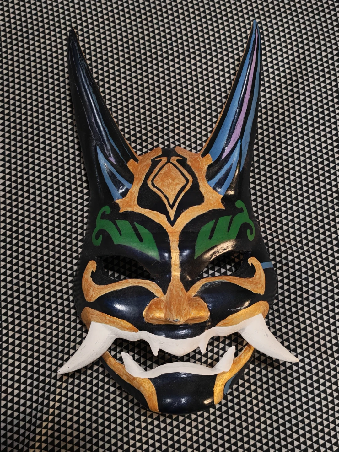 3d printed unfinished Xiao mask from genshin impact