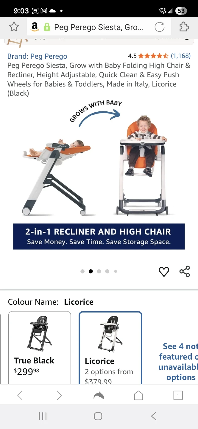 Peg Perego Siesta High Chair - Licorice Colour - photo 2