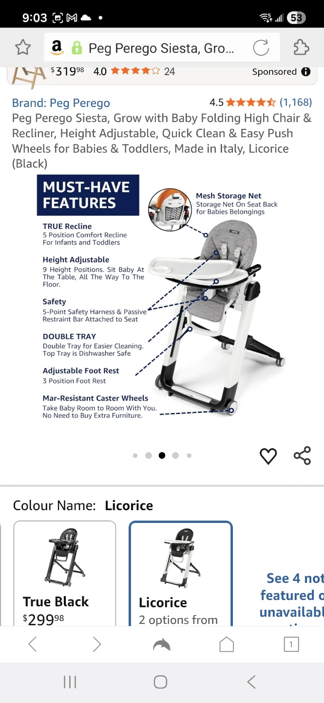 Peg Perego Siesta High Chair - Licorice Colour - photo 3