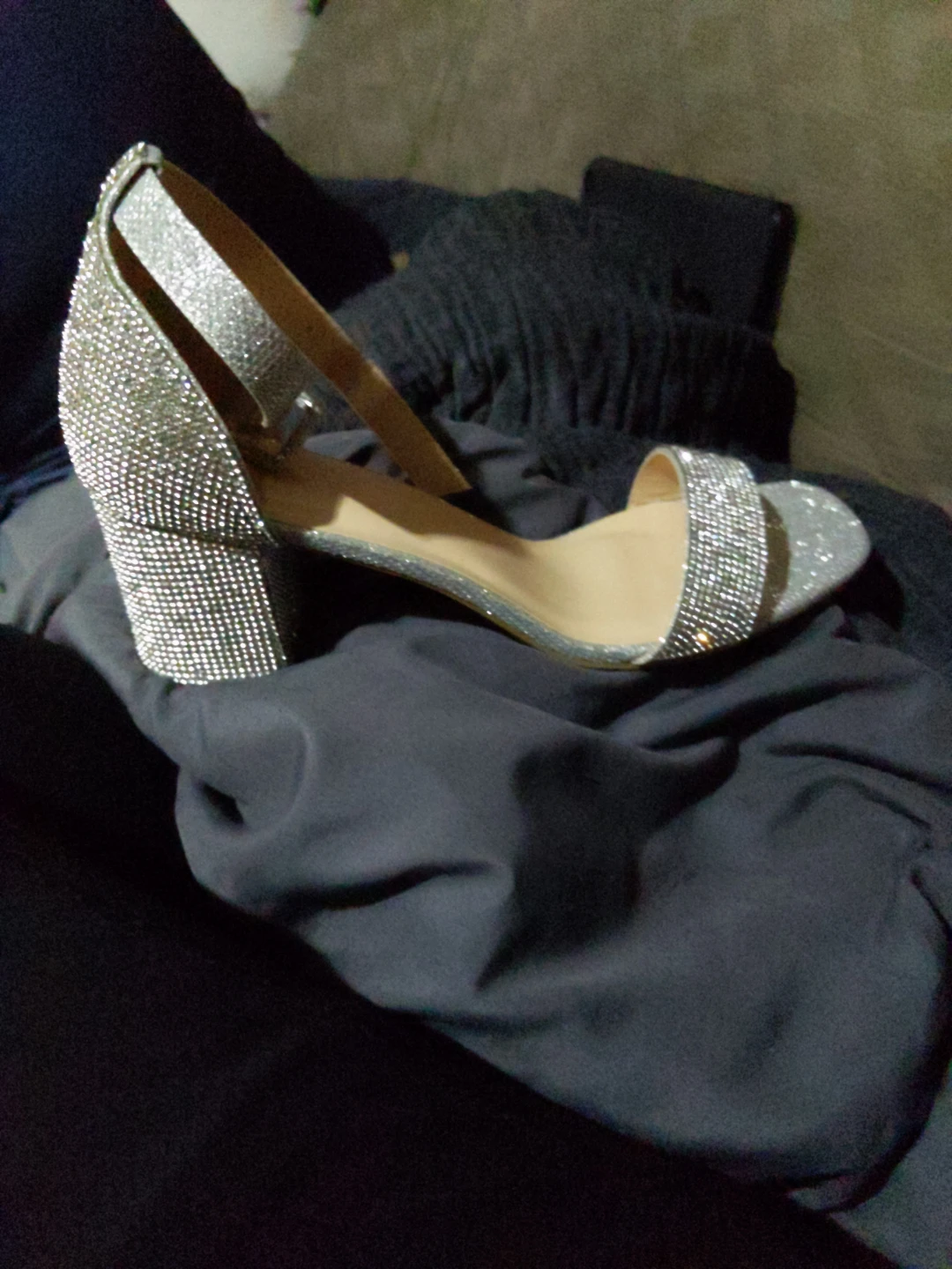 Sparkly Silver Heeled Sandals Size 9