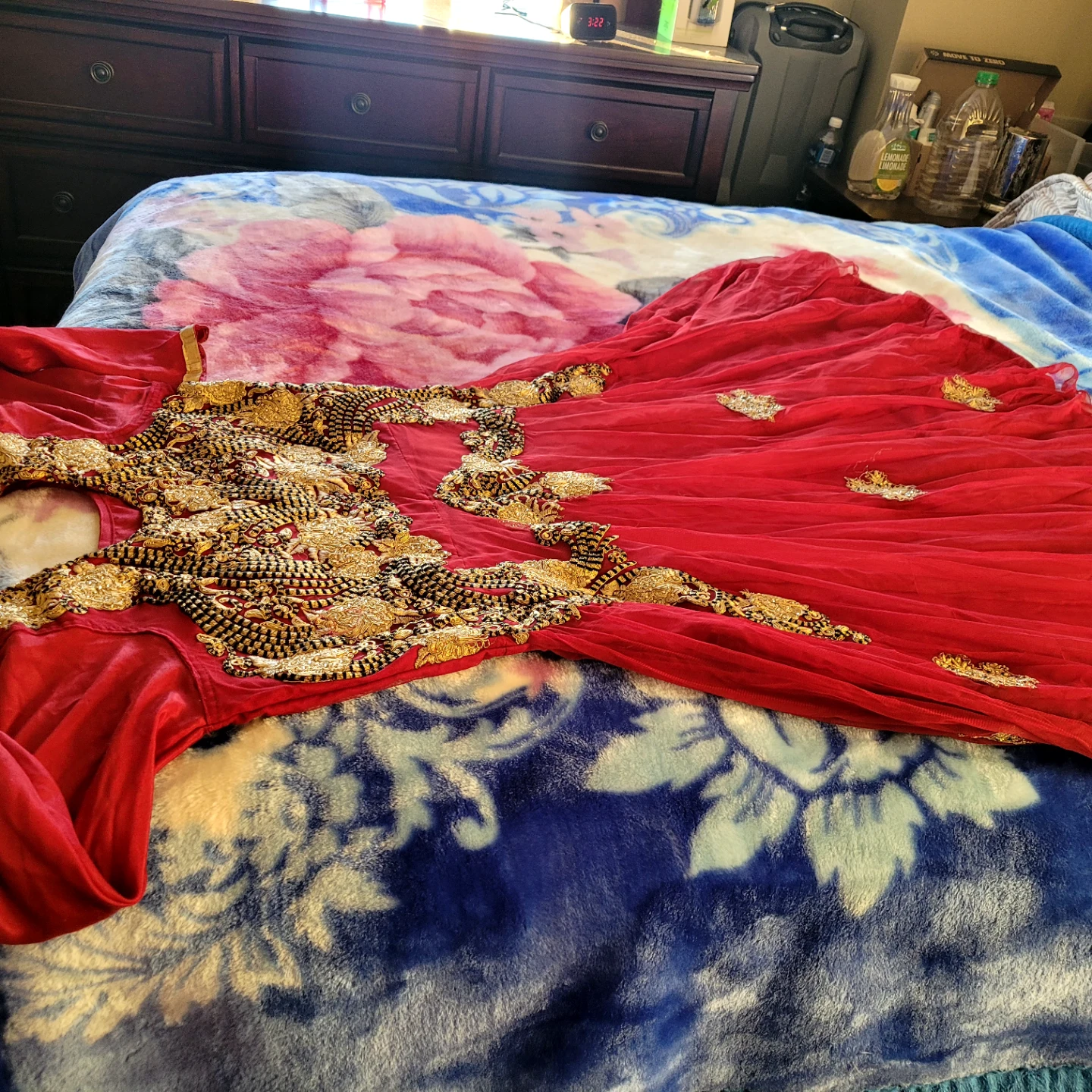 Red & Gold Embellished Dress