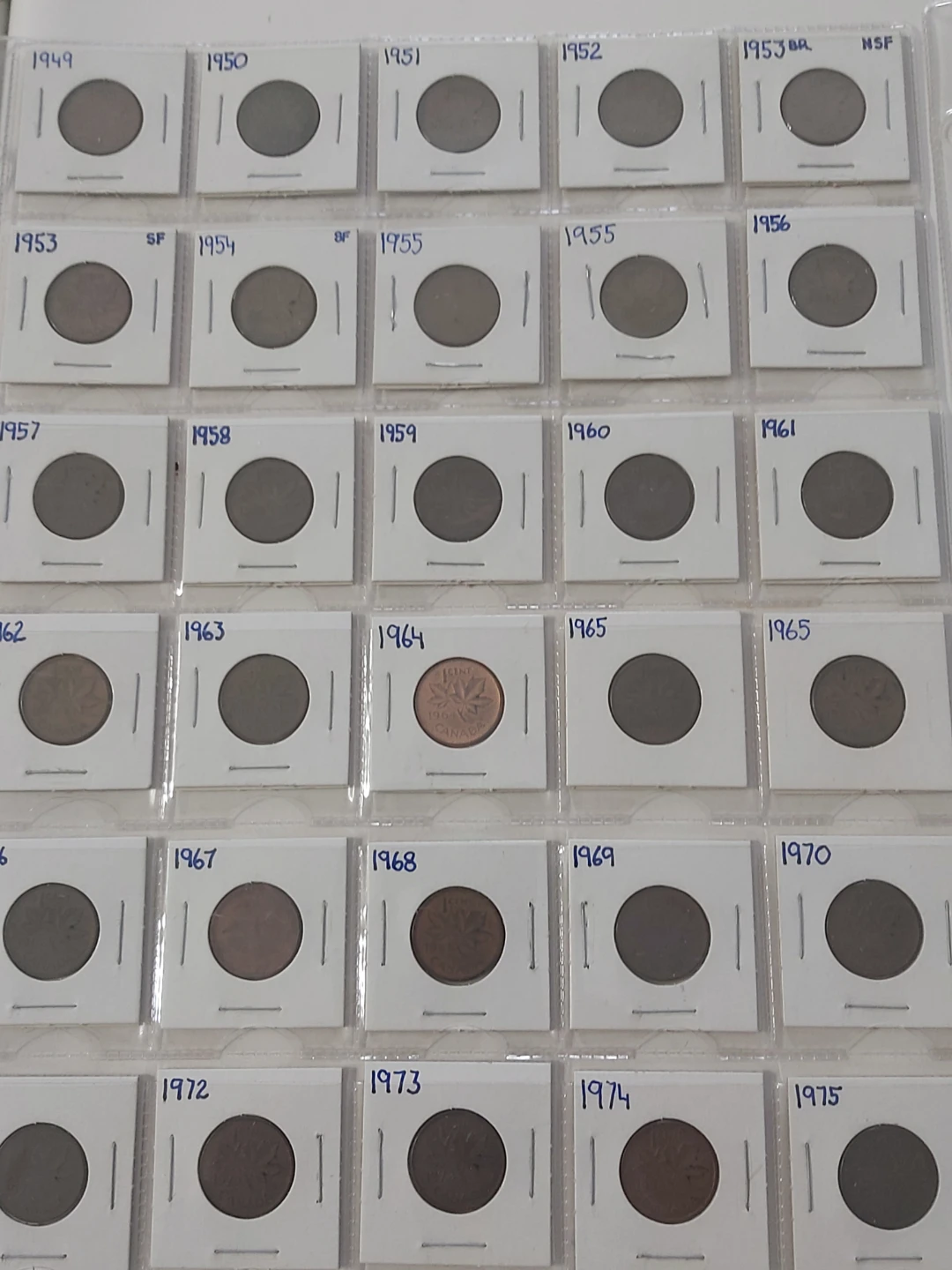 Collection of Canadian Pennies 1949-2006 - photo 2