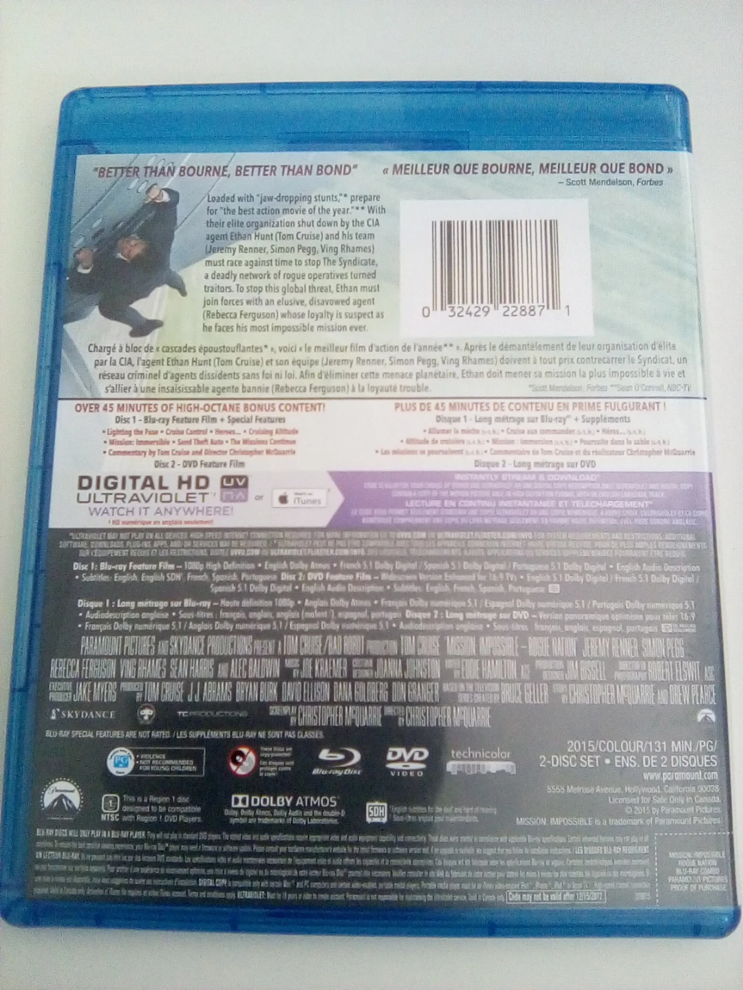 Mission: Impossible Rogue Nation Blu-ray + DVD - photo 2