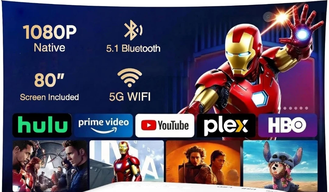 【Projector Screen Included】 4K Projector with WiFi 6 and ... - photo 3