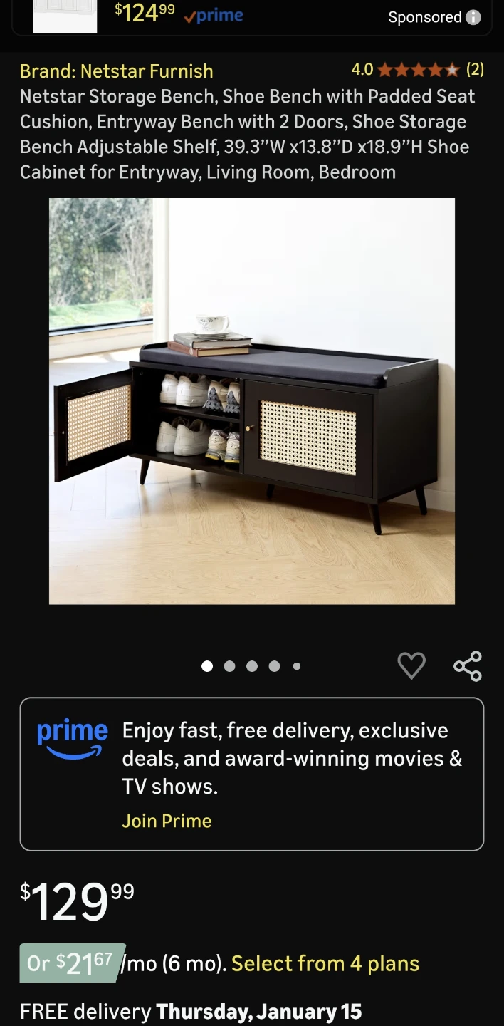 Netstar Furnish Rattan Shoe Bench - New in Box!
