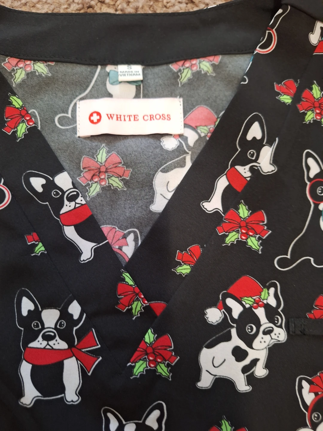 New, White Cross Boston Holiday Scrub Top - S/P to M - photo 2