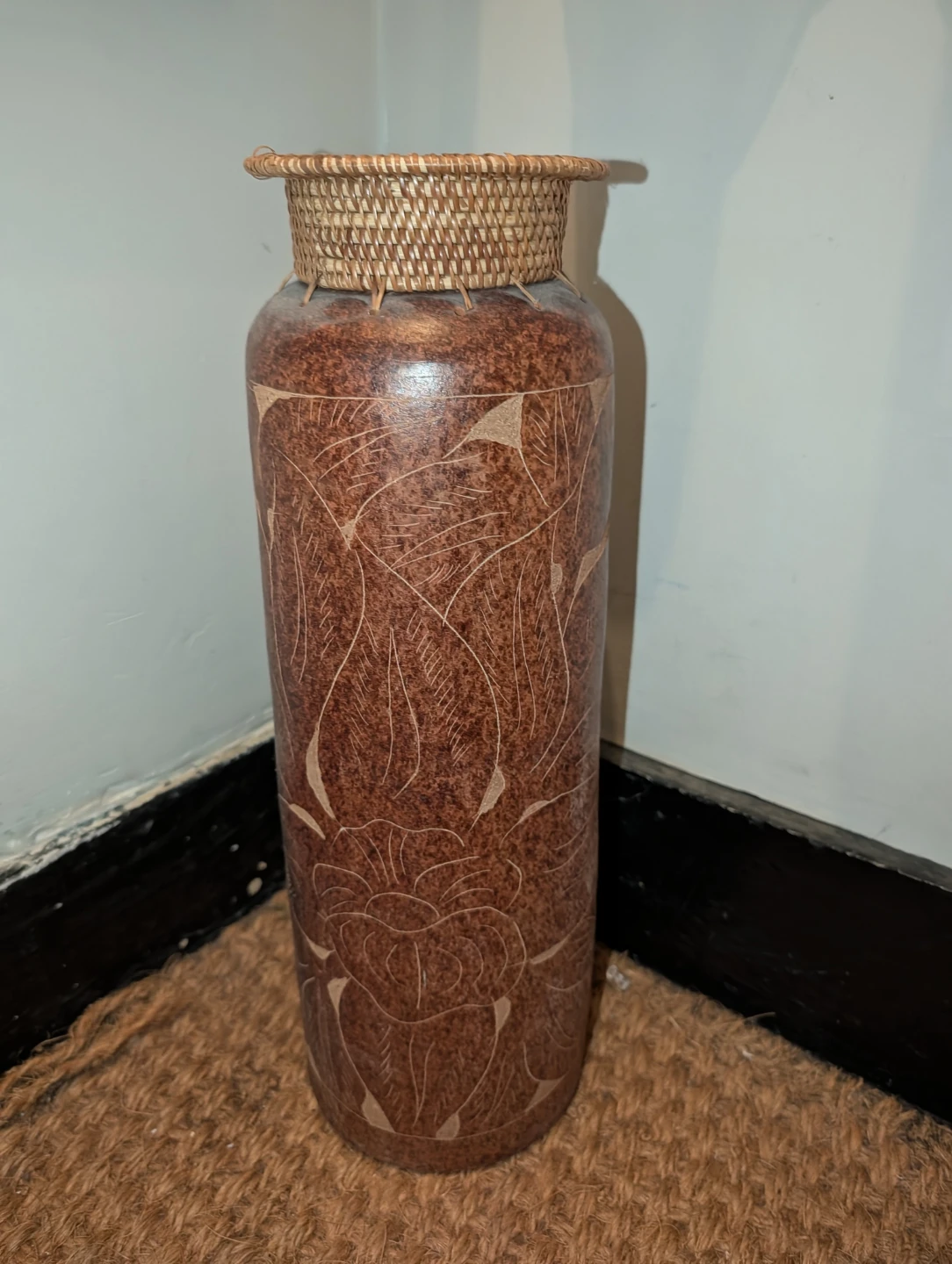 Decorative Vase with Woven Top