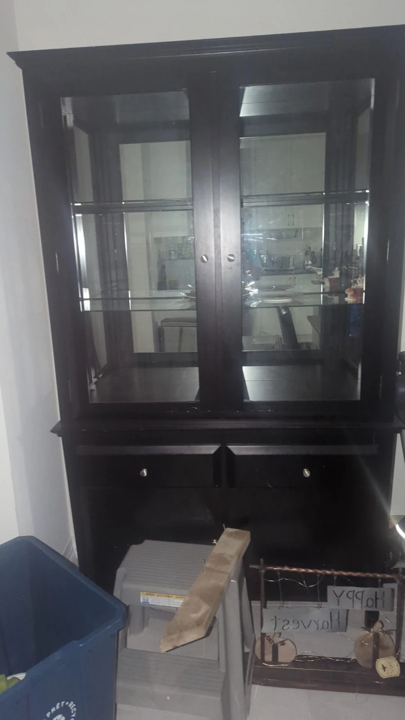 Dark Wood China Cabinet with Glass Doors