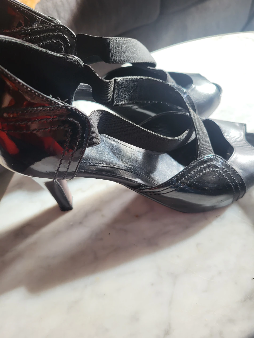 Dana Davis Black Peep Toe Heels Size 10 - photo 2