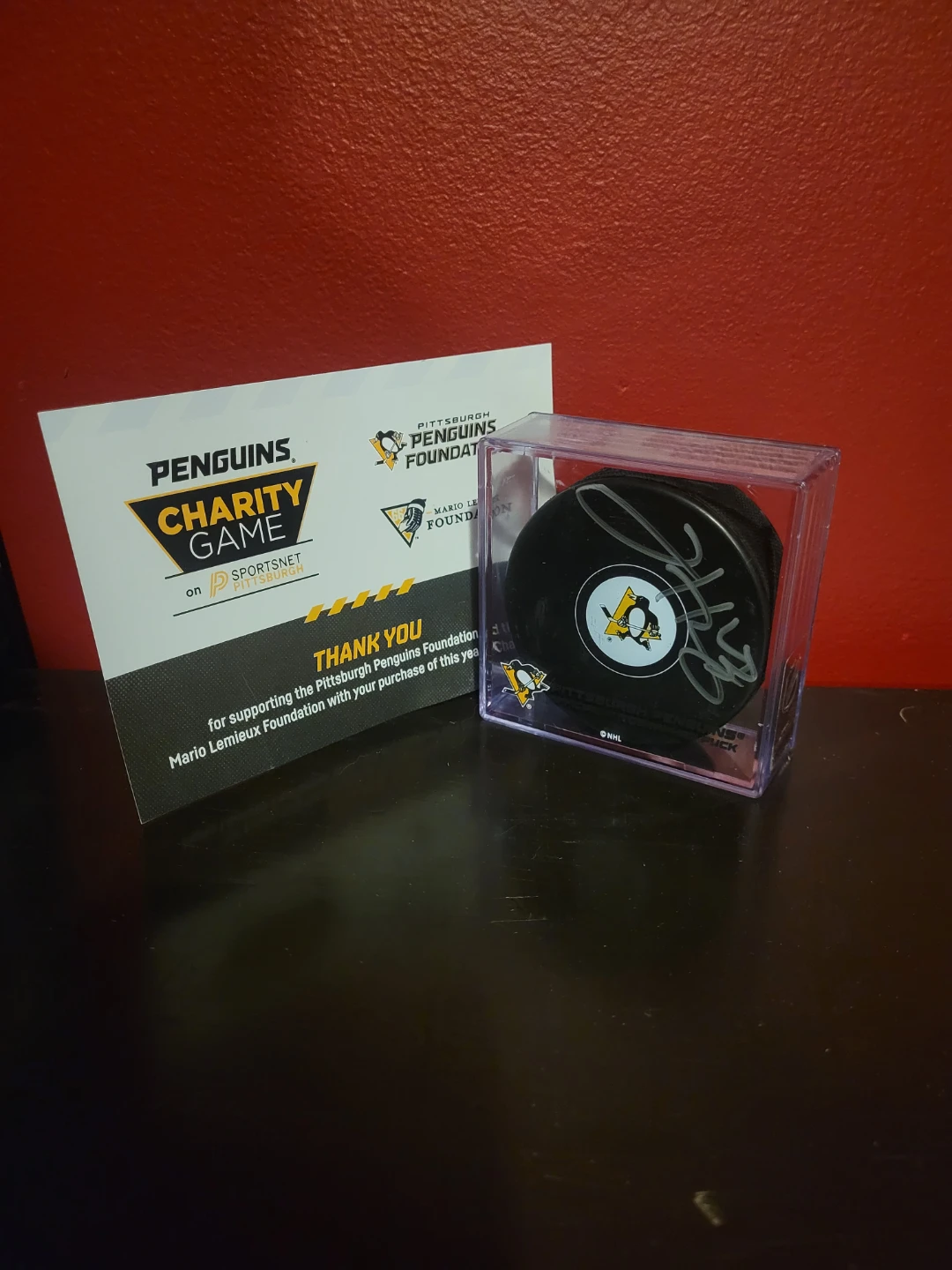 Autographed Pittsburgh Penguins Hockey Puck - Jansen Harkins