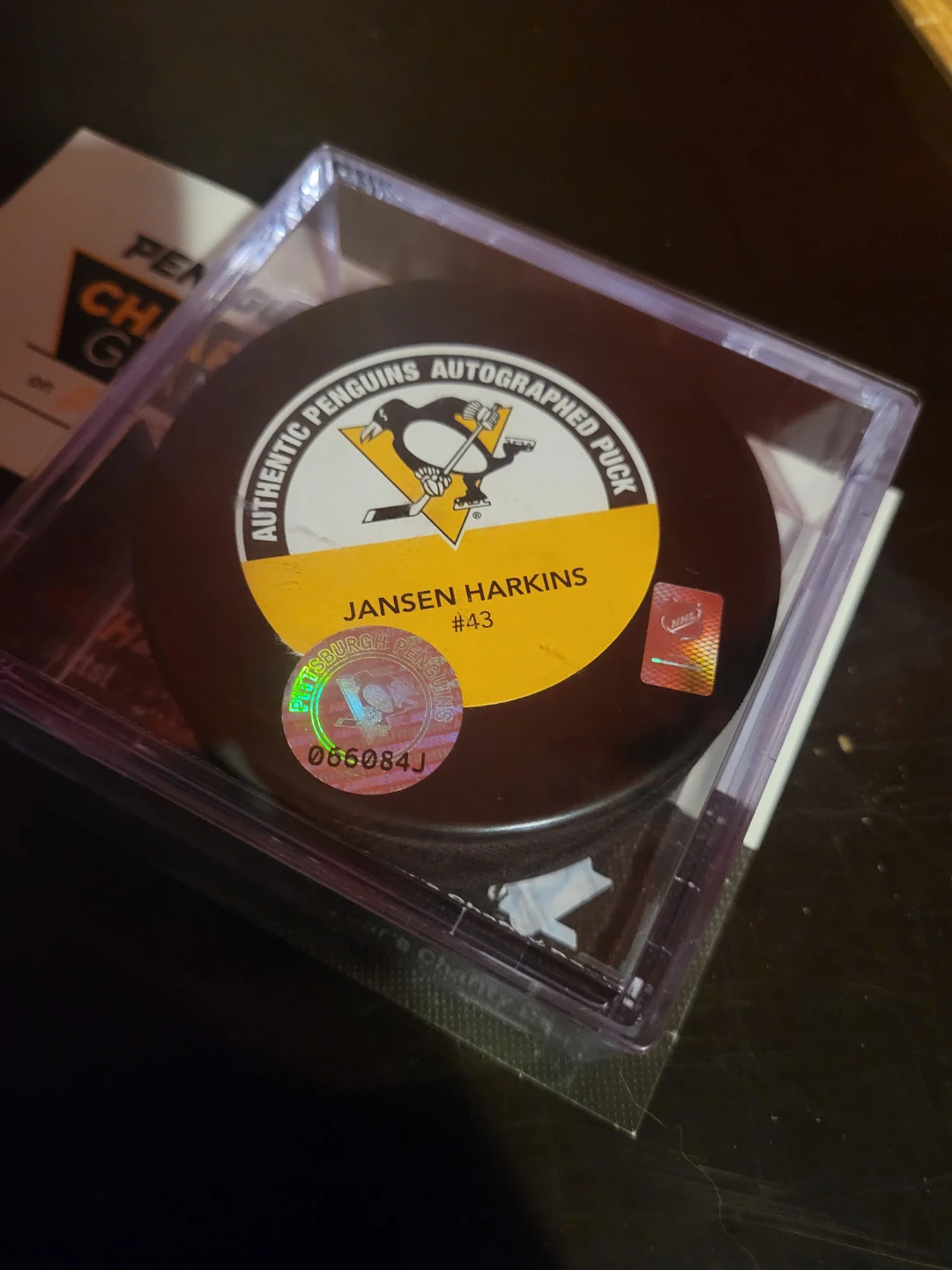 Autographed Pittsburgh Penguins Hockey Puck - Jansen Harkins - photo 2