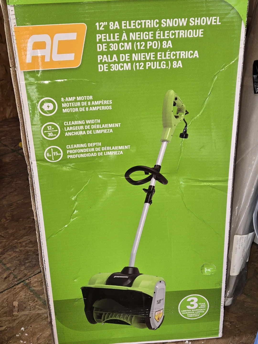 Greenworks 12" 8A Electric Snow Shovel - New in Box!