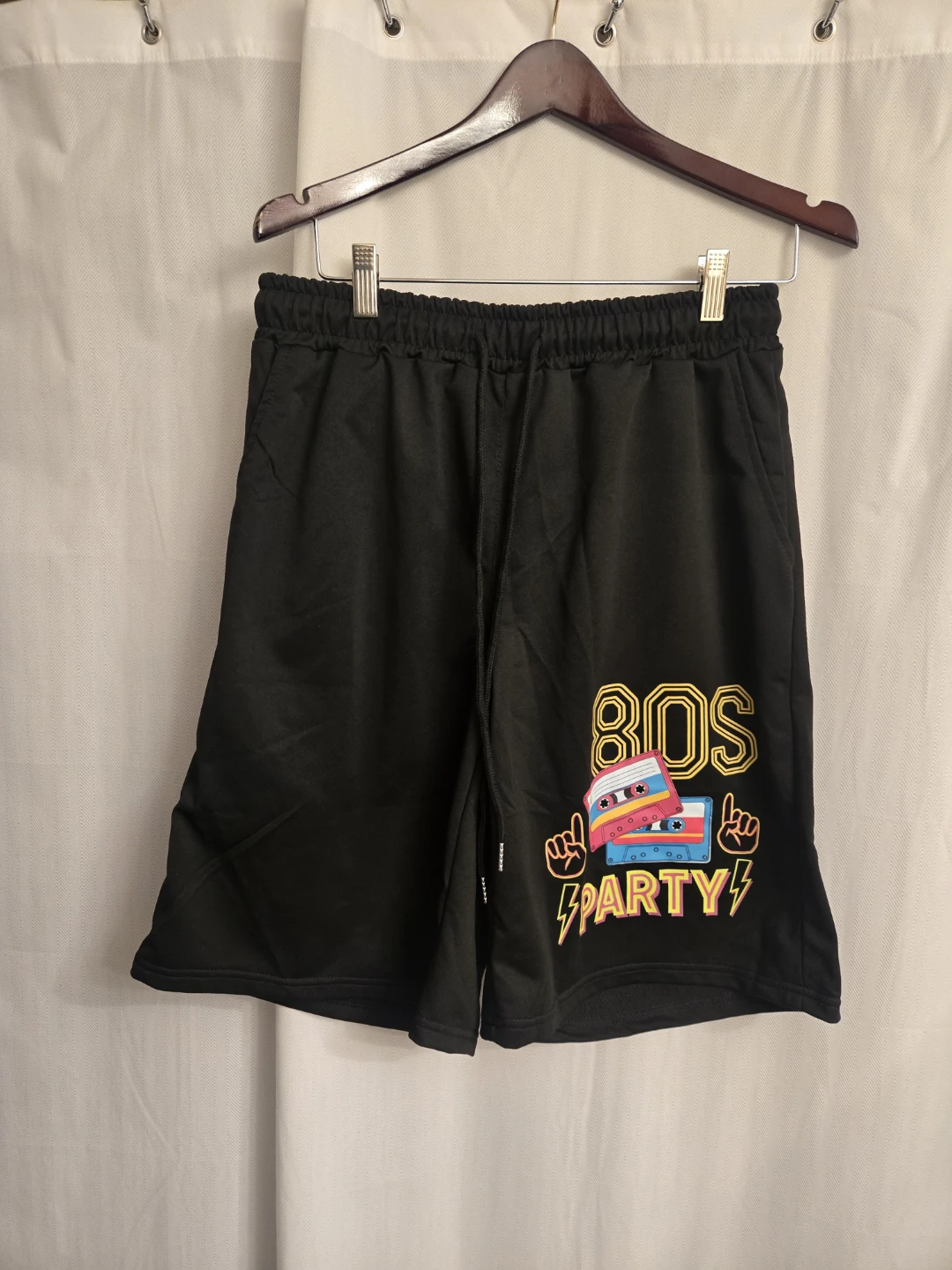 Black 80s Party Shorts