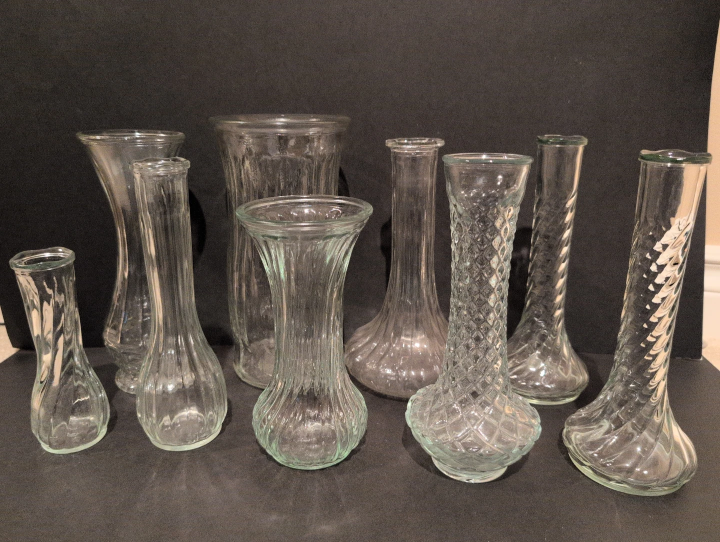 9 Vintage Hoosier & Cleveland Glass Vases