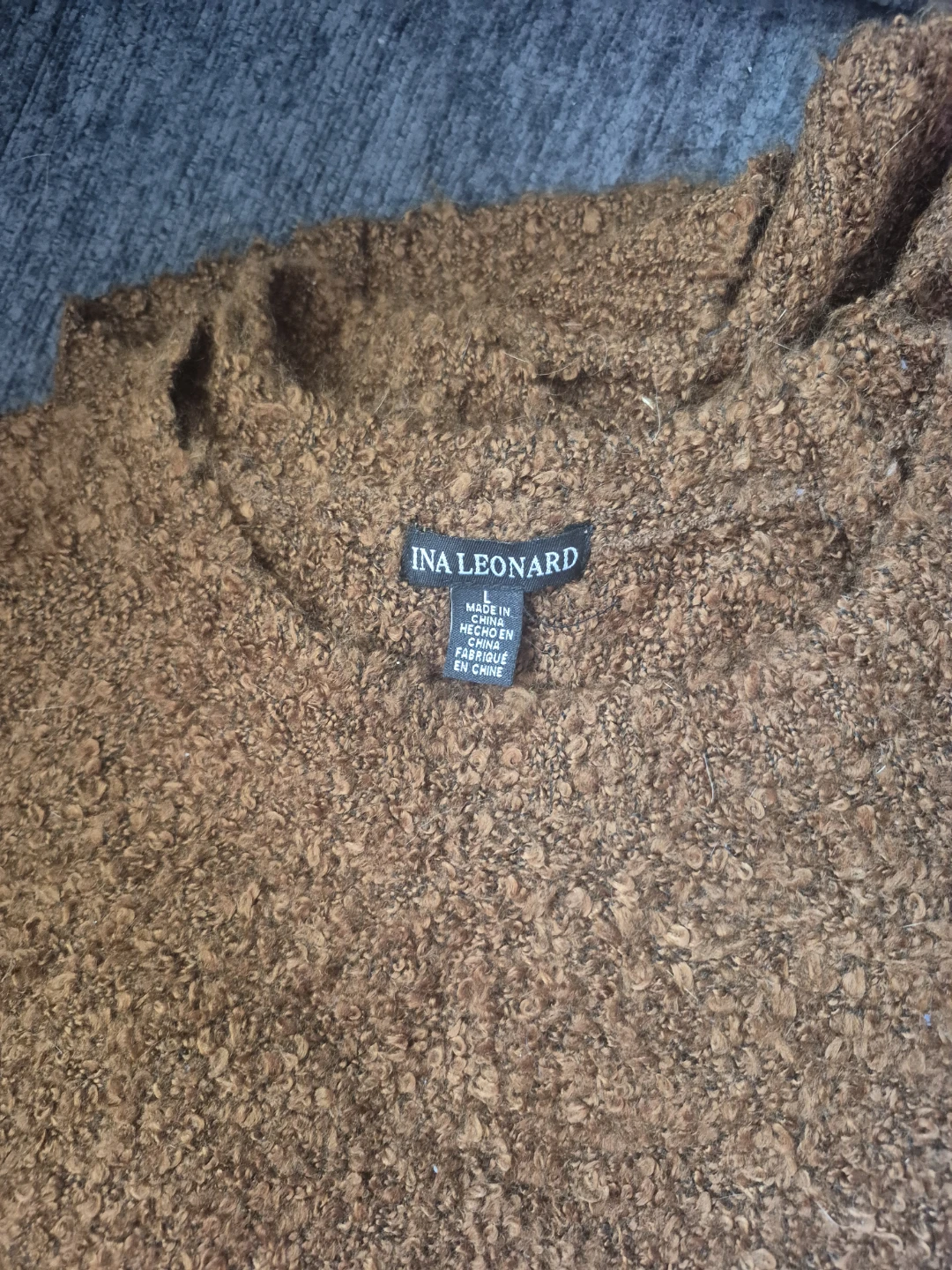 Ina Leonard Brown Textured Knit Sweater - Size L - photo 2