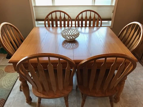 Solid Oak Dining Set with 6 Chairs