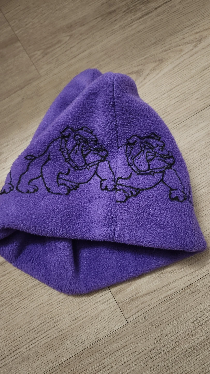 Purple Fleece Beanie with Bulldog Embroidery - photo 2