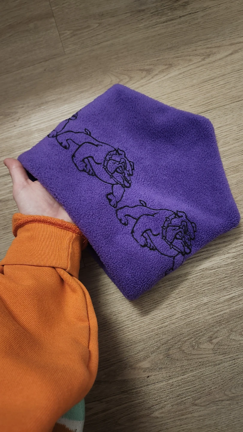 Purple Fleece Beanie with Bulldog Embroidery - photo 3