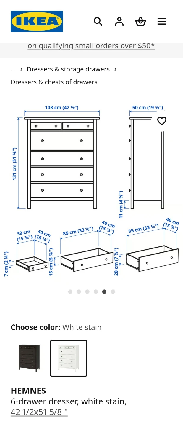 IKEA Hemnes 6-Drawer Dresser - White Stain - photo 2