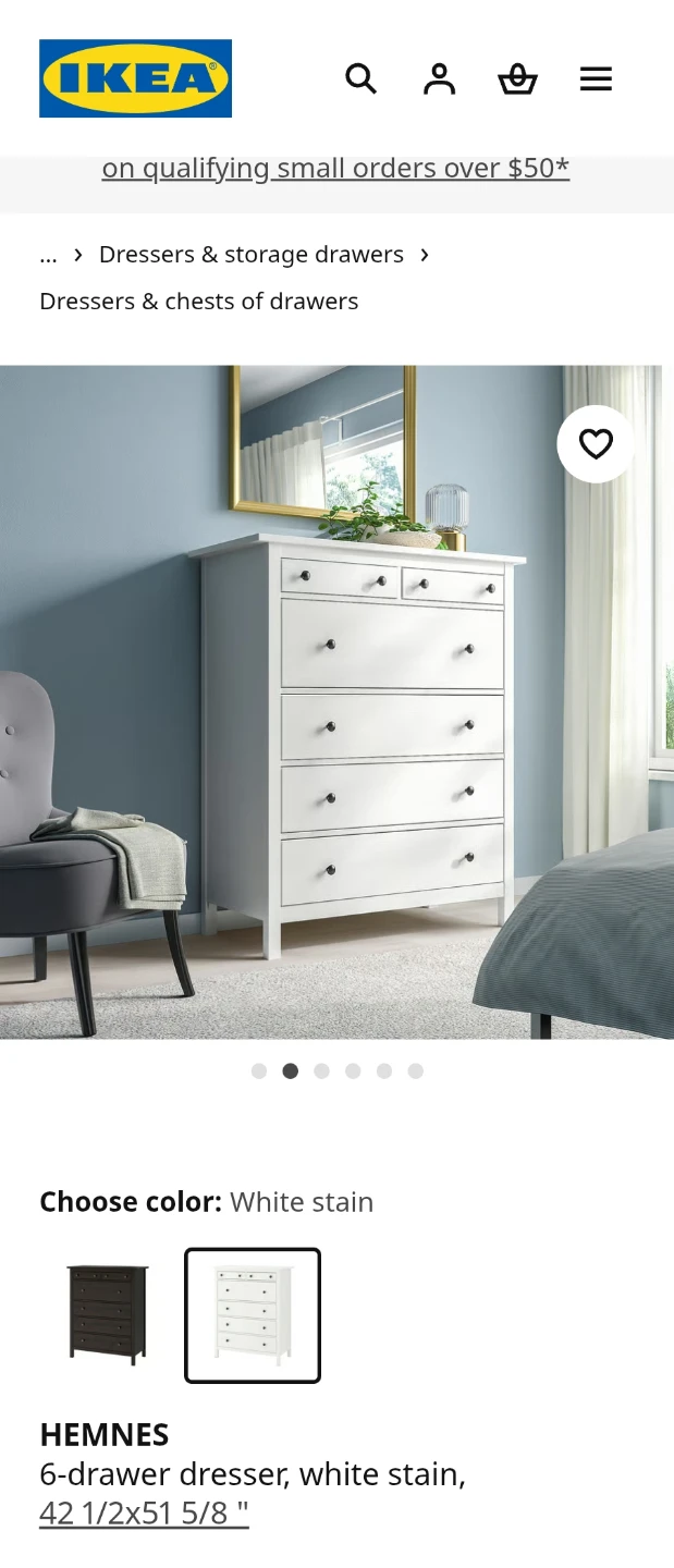 IKEA Hemnes 6-Drawer Dresser - White Stain - photo 3