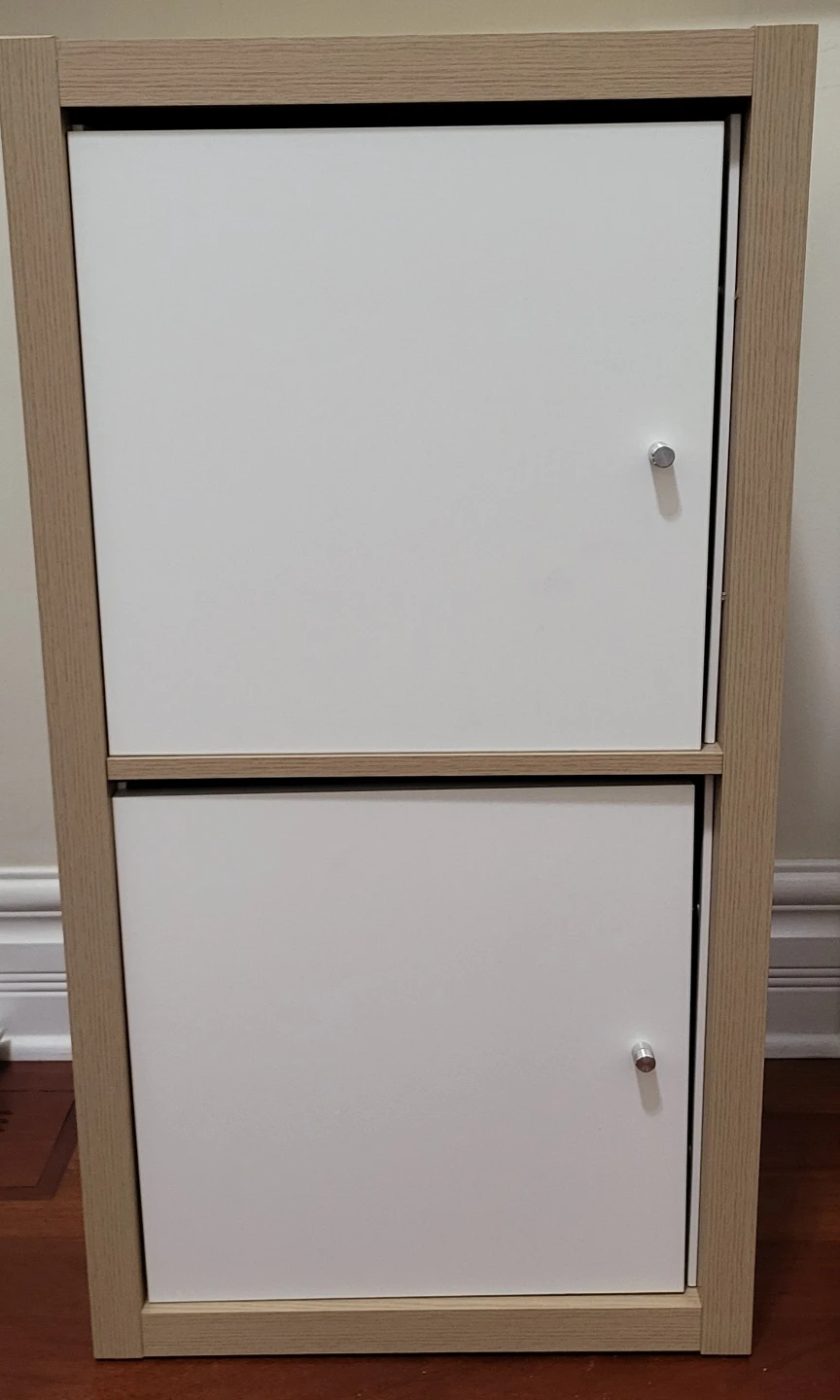 White & Oak Two-Door Cabinet