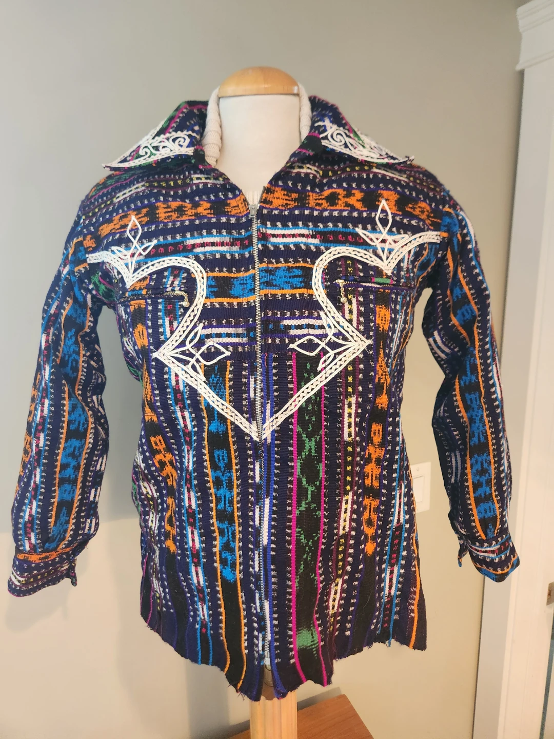 Vintage men's hand woven jacket from solola Guatemala,