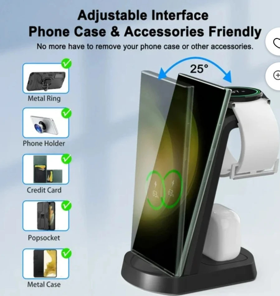 3 in 1 Wireless Charger Stand - Phone, Watch, Earbuds - photo 4