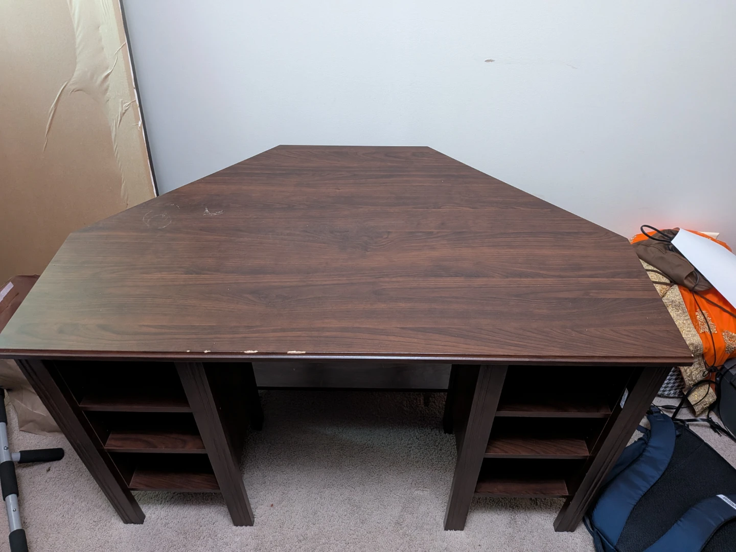 Brown Corner Desk with Shelves - photo 2