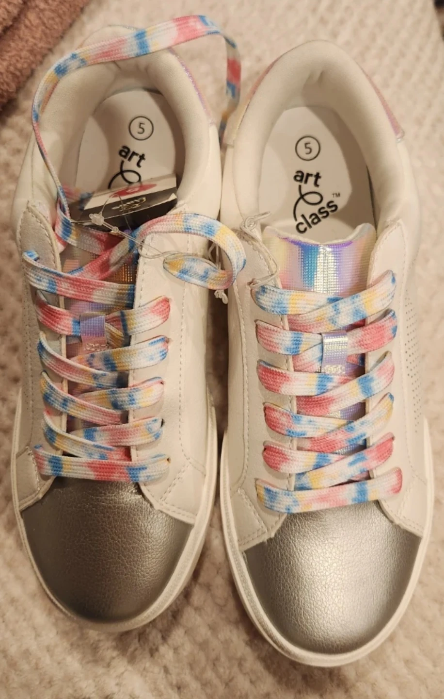Art Class White & Silver Sneakers Size 5 - photo 2