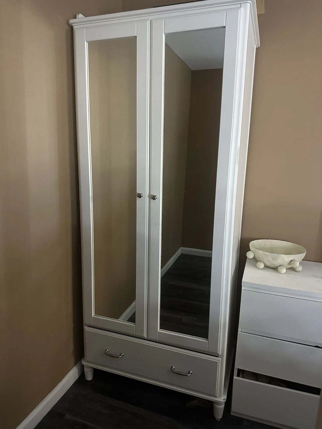White Wardrobe with Mirror Doors