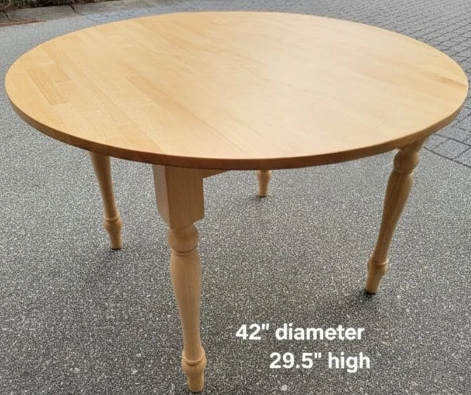 Brand New Round Wooden Table - 42" Diameter