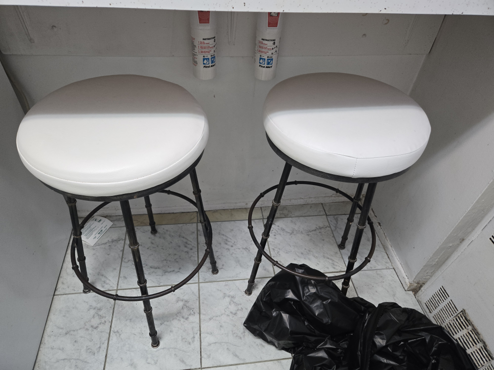 Two White Bar Stools