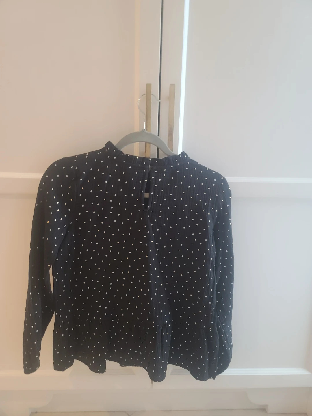 Cat & Jack Black Polka Dot Long Sleeve Top - Size L (10/12) - photo 2