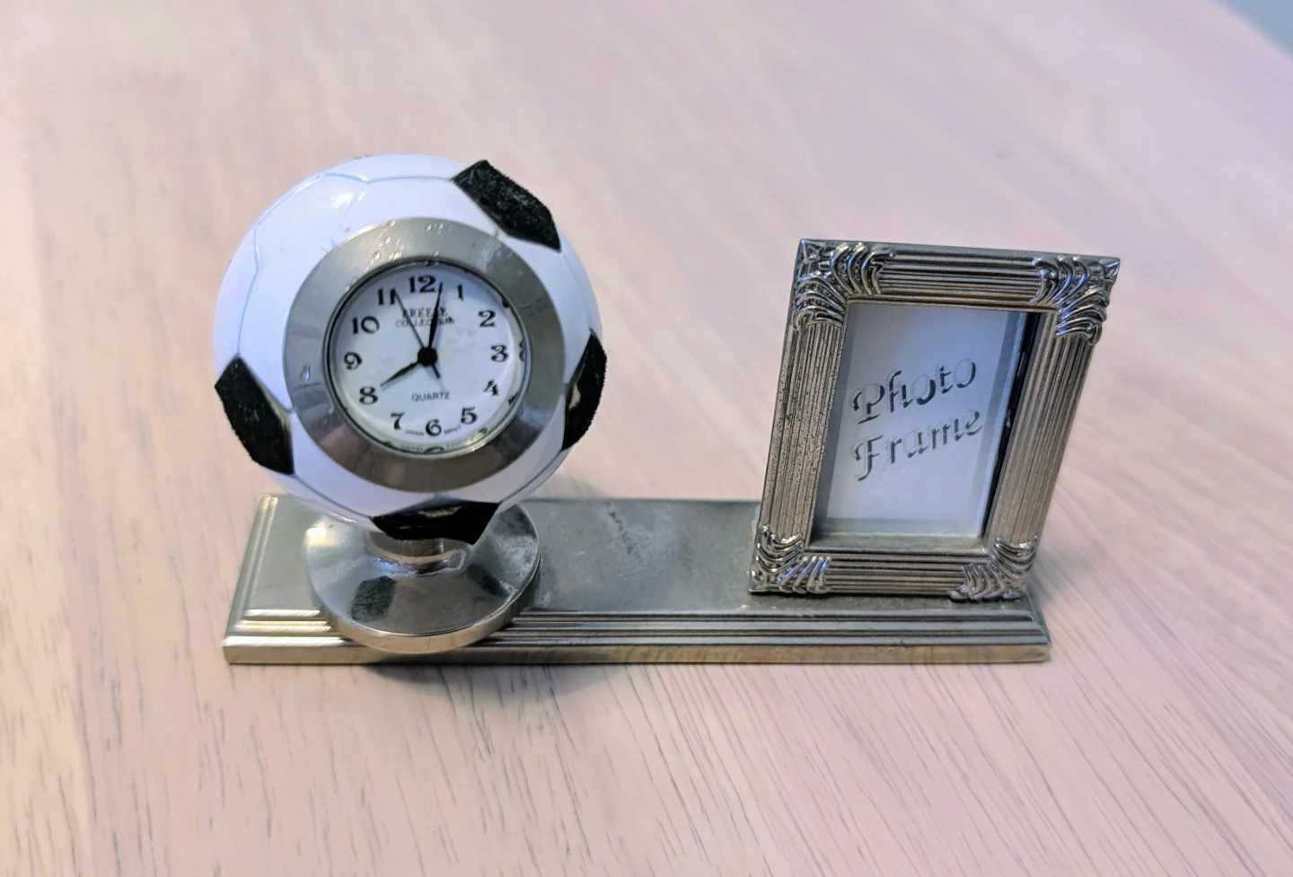 Soccer Ball Desk Clock and Photo Frame Set